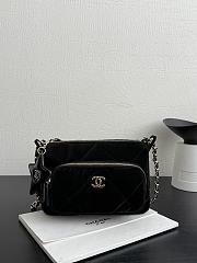 Kitlife Chanel Black Velvet Effect Nylon, Crinkled Effect Glossy Calfskin & Gold Metallic Clutch AP4771 15×21×6cm - 1