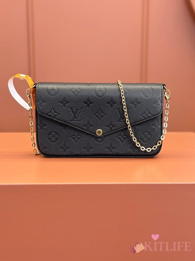 Kitlife Louis Vuitton Félicie Pochette Bag Black Monogram Empreinte M82477 21x12x3cm - 1