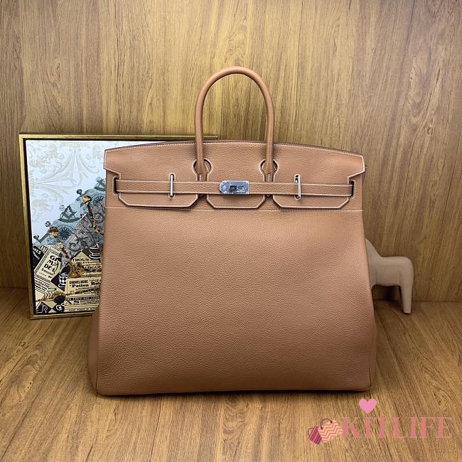 Kitlife Hermes Birkin Brown Togo Leather With Silver Hardware 50cm - 1