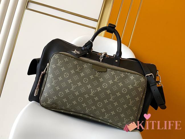 Kitlife Louis Vuitton Keepall Bandoulière 50 Bag Black with Green Trim M12690 29x23x50cm - 1