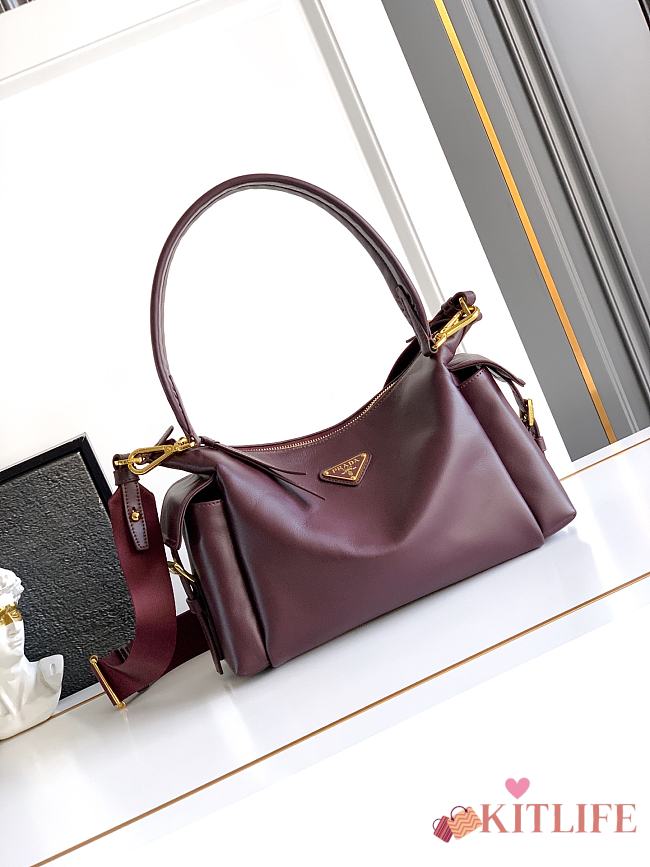Kitlife Prada Explore Large Burgundy Leather Bag 1BC264 32x22x11.5cm - 1