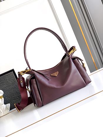 Kitlife Prada Explore Large Burgundy Leather Bag 1BC264 32x22x11.5cm