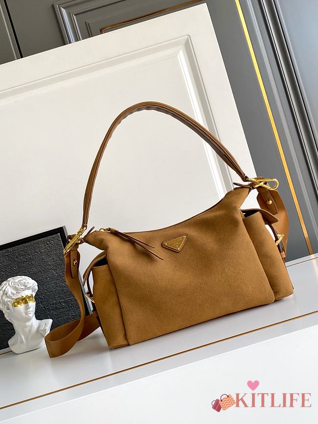 Kitlife Prada Explore Large Brown Suede Bag 1BC264 32x22x11.5cm - 1