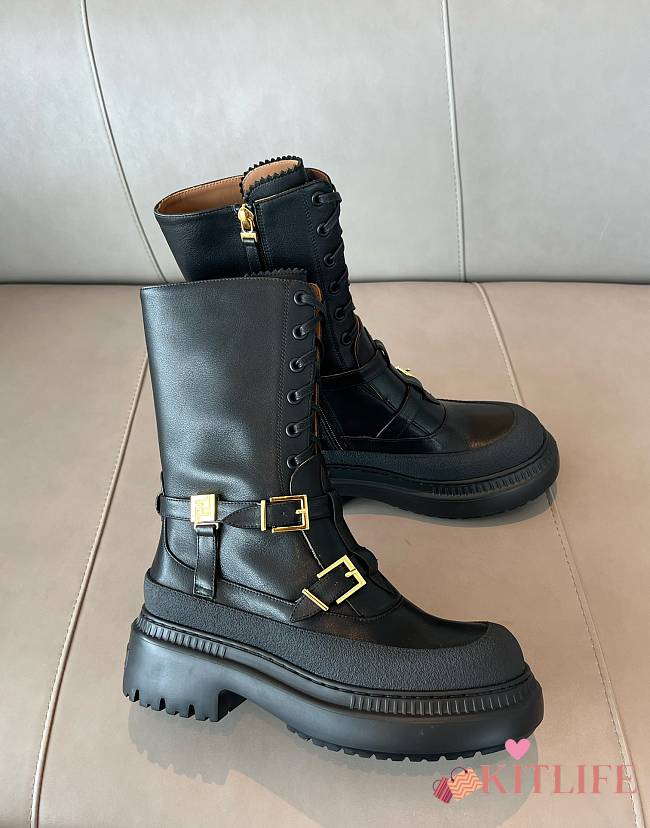 Kitlife Fenfi Delfina Round-toe Boots With Laces Black  - 1