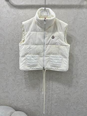 Kitlife Moncler 25 Pocket-decorated Velvet Drawstring Vest Down Jacket White