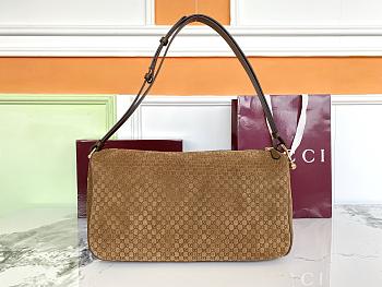 Kitlife Gucci Half Horsebit Medium Shoulder Bag Brown Suede 862530 38x20x15cm