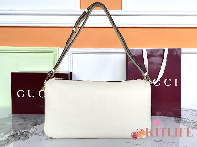 Kitlife Gucci Half Horsebit Medium Shoulder Bag White Leather 862530 38x20x15cm - 1