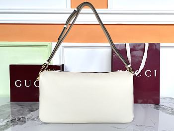 Kitlife Gucci Half Horsebit Medium Shoulder Bag White Leather 862530 38x20x15cm