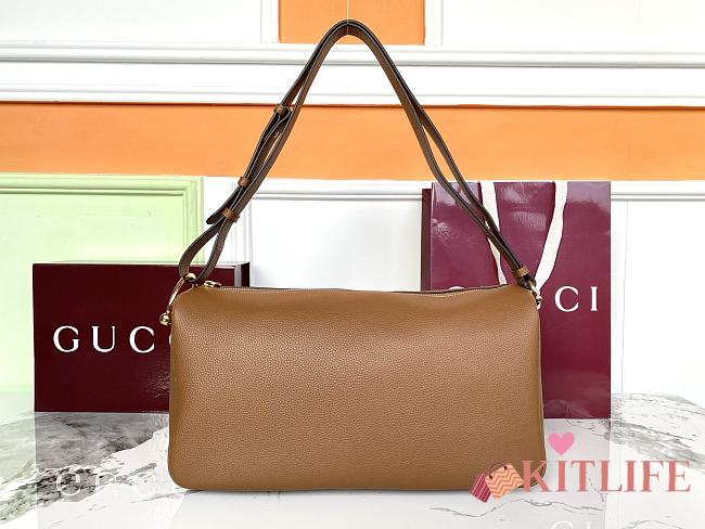Kitlife Gucci Half Horsebit Medium Shoulder Bag Brown Leather 862530 38x20x15cm  - 1