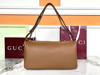 Kitlife Gucci Half Horsebit Medium Shoulder Bag Brown Leather 862530 38x20x15cm 