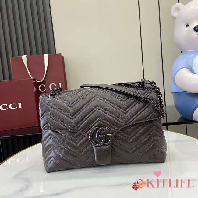 Kitlife Gucci GG Marmont Medium Shoulder Bag Dark Brown 850676 31x17x8cm  - 1