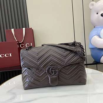 Kitlife Gucci GG Marmont Medium Shoulder Bag Dark Brown 850676 31x17x8cm 