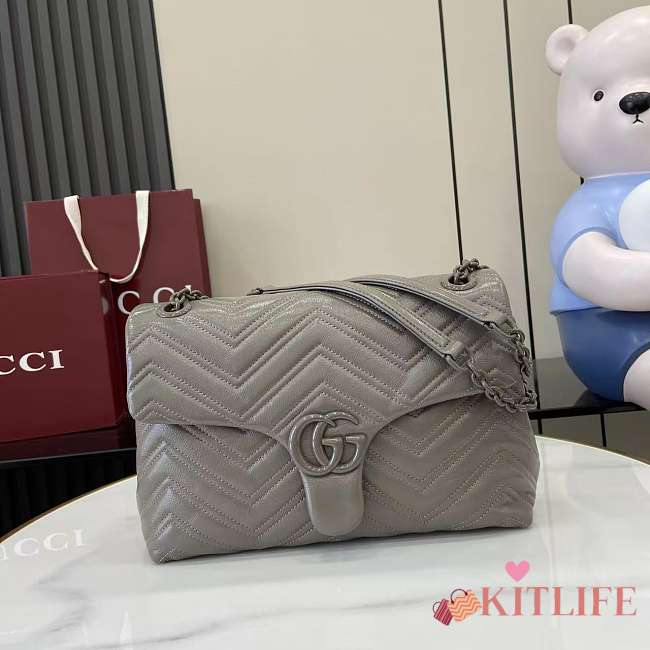 Kitlife Gucci GG Marmont Medium Shoulder Bag Grey 850676 31x17x8cm  - 1