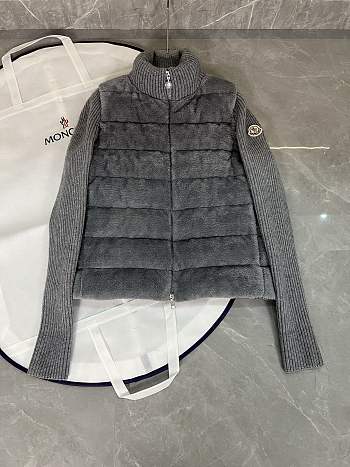 Kitlife Moncler Padded Wool & Teddy Zip-Up Cardigan Grey