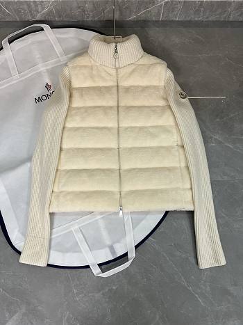 Kitlife Moncler Padded Wool & Teddy Zip-Up Cardigan Off-White