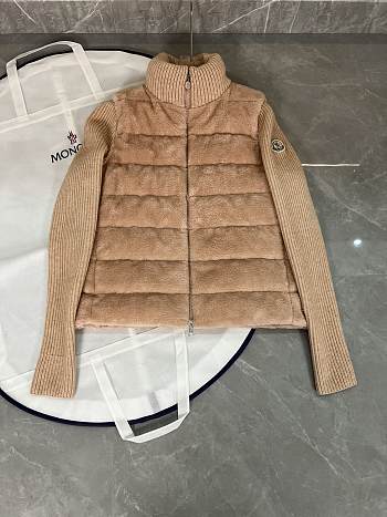 Kitlife Moncler Padded Wool & Teddy Zip-Up Cardigan Pink 