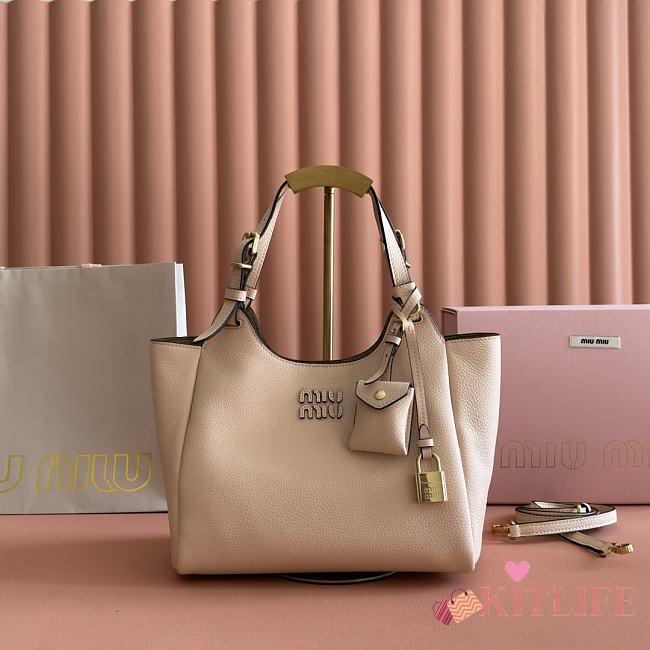 Kitlife Miu Miu Off-White Leather Handbag 5ba304 25.5x20x13cm - 1