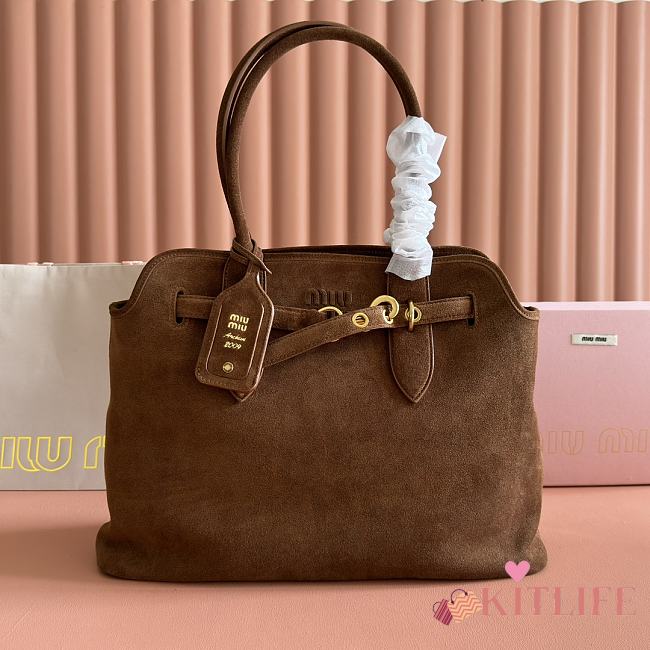 Kitlife Miu Miu Aventure Brown Suede Bag 5BG291 31x40x13cm - 1