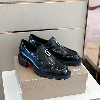 Kitlife Christian Louboutin CL Moc Lug Black Leather Loafers