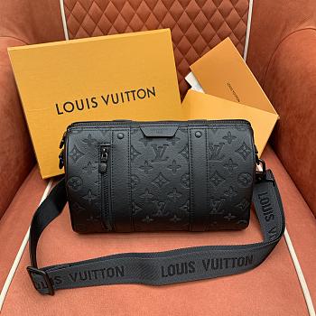 Kitlife Louis Vuitton City Keepall Black Monogram Shadow Leather Bag M26750 27.5x16.5x15cm