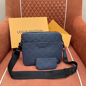 Kitlife Louis Vuitton Trio Messenger Dark Blue Monogram Shadow Leather Bag M27925 25x18.5x7cm