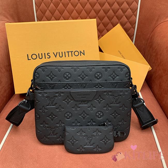 Kitlife Louis Vuitton Trio Messenger Black Monogram Shadow Leather Bag M27154 25x18.5x7cm - 1