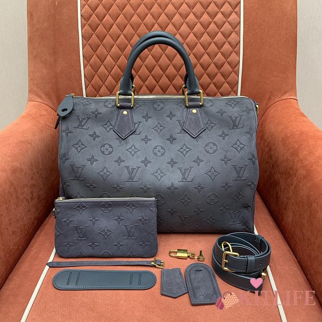 Kitlife Louis Vuitton Speedy P9 Bandoulière Bag Grey Suede M15225 40x26x23cm - 1