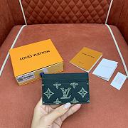 Kitlife Louis Vuitton Double Card Holder Green Monogram Shadow Leather M14789 11x7.5x1.5cm - 1