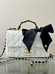 Kitlife Chanel 25k Velvet Bow Mini CF Bag with Handle White 20cm  - 1