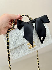 Kitlife Chanel 25k Velvet Bow Mini CF Bag with Handle White 20cm  - 3