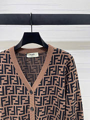 Kitlife Fendi Double-F Wool V-neck Knit Cardigan Brown - 5