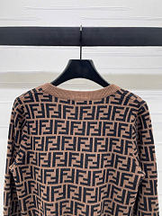 Kitlife Fendi Double-F Wool V-neck Knit Cardigan Brown - 4
