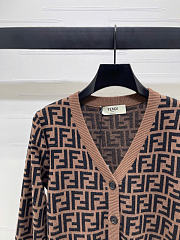 Kitlife Fendi Double-F Wool V-neck Knit Cardigan Brown - 3