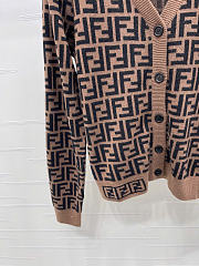 Kitlife Fendi Double-F Wool V-neck Knit Cardigan Brown - 2