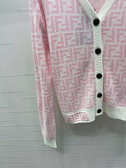 Kitlife Fendi Double-F Wool V-neck Knit Cardigan Pink & White - 5