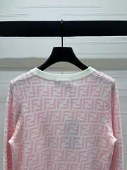 Kitlife Fendi Double-F Wool V-neck Knit Cardigan Pink & White - 3