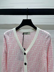 Kitlife Fendi Double-F Wool V-neck Knit Cardigan Pink & White - 4