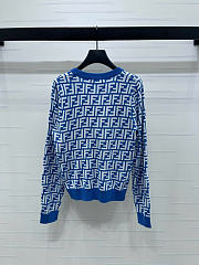 Kitlife Fendi Double-F Wool V-neck Knit Cardigan Blue - 6