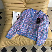 Kitlife Fendi Double-F Wool V-neck Knit Cardigan Blue & Purple - 1