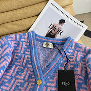 Kitlife Fendi Double-F Wool V-neck Knit Cardigan Blue & Purple - 6