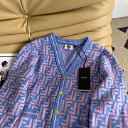Kitlife Fendi Double-F Wool V-neck Knit Cardigan Blue & Purple - 3