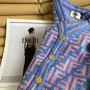 Kitlife Fendi Double-F Wool V-neck Knit Cardigan Blue & Purple - 2