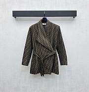 Kitlife Fendi Fold-down Collar Jacquard Coat Brown - 1