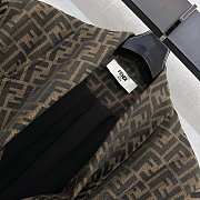 Kitlife Fendi Fold-down Collar Jacquard Coat Brown - 3