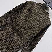 Kitlife Fendi Fold-down Collar Jacquard Coat Brown - 6