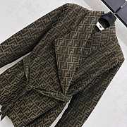 Kitlife Fendi Fold-down Collar Jacquard Coat Brown - 2