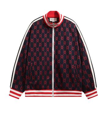 Kitlife Gucci GG Jacquard Cotton Track Jacket Dark Blue & Red
