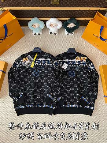 Kitlife Louis Vuitton Jacquard Wool Pullover Sweater Black