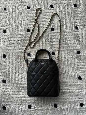 Kitlife Chanel Bag With Chain Black Caviar Leather AP4746 17x18x6cm 