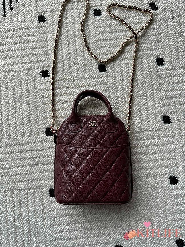 Kitlife Chanel Bag With Chain Burgundy Caviar Leather AP4746 17x18x6cm  - 1